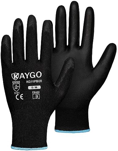 KAYGO Safety Work Gloves for Men Women, PU Coated Palm & Fingers by KAYGO