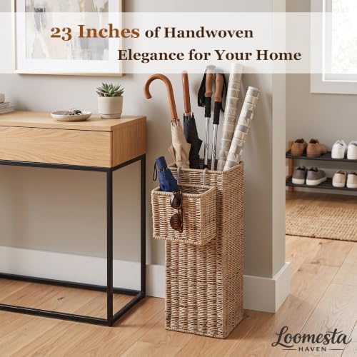 Wicker Umbrella Stand for Entryway, Tall Rattan Holder - Image 6