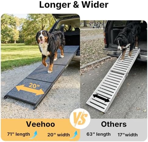Veehoo Foldable Dog Ramp for Car Truck SUV Extra Large Wide 71" L 20" W - Image 3