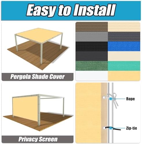 Amagenix 90% Shade Fabric 8'X 19' Sand Sun Shade Cloth - Image 3