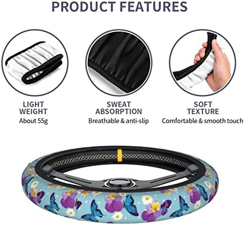 Blue Butterfly Steering Wheel Cover - Image 4