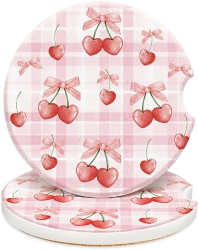 Swooflia Cute Girly Ceramic Car Coasters Pink Leopard Cup Holder Coasters by Swooflia