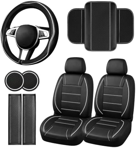 NBTEPEM 10 PCS Leather Car Seat Covers Front Seats Set, 14.5”-15'' Sporty by NBTEPEM