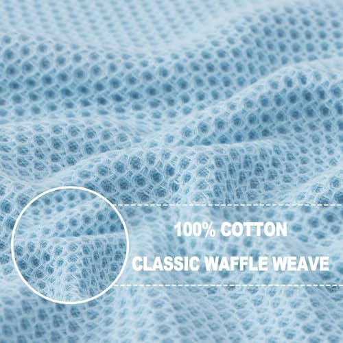 Homaxy 100% Cotton Waffle Weave Kitchen Dish Cloths 8-Pack, Sky Blue - Image 2