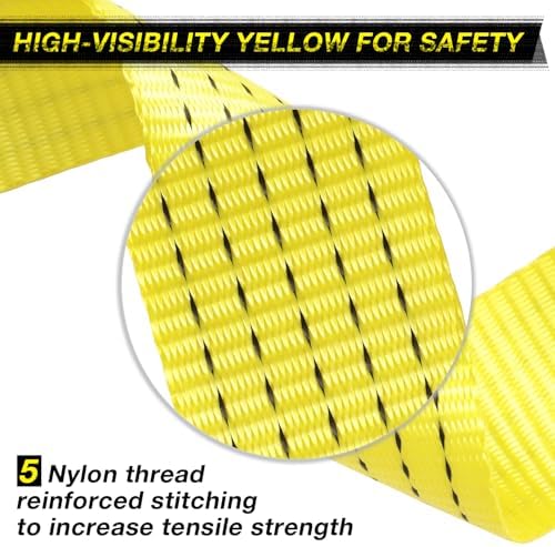 2 PCS 2" x 20ft Tow Strap with Hooks Heavy Duty Recovery Strap 15000 lbs - Image 4