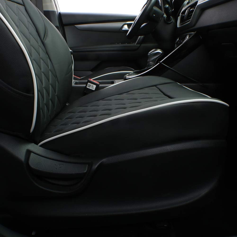 EKR Sportage Seat Covers Custom Fit for KIA Sportage EX,X-Line,SX,SX Prestige,X-pro,X-pro Prestige 2023 2024 2025 2026 Leather Car Seat Cover Full Set - Faux Leather(Black with White Piping)