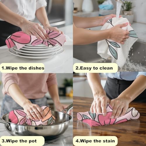 2 Pcs Colorful Flower Towels Decorative Hand Towels - Image 5