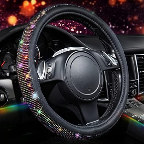 CAR PASS Diamond Leather Steering Wheel Cover, by CARPASS