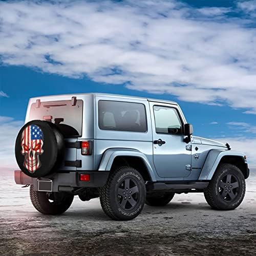 American Flag Skull Patriotic Spare Tire Cover, Universal Wheel Tire Cover - Image 4