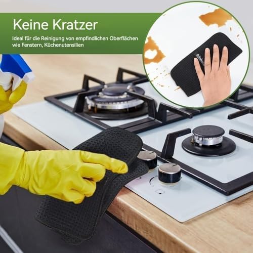KinHwa Waffle Microfiber Dish Cloths Black Kitchen Towels, Washcloths - Image 6