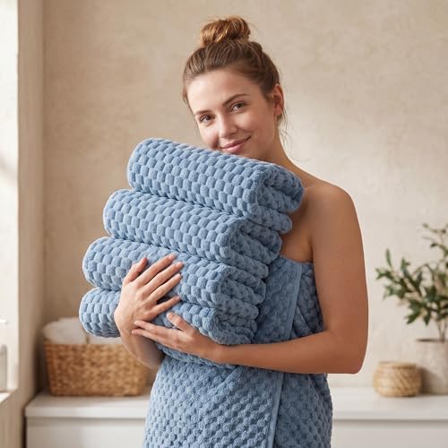 REDKISS 4 Pack Blue Bath Towels - Image 2