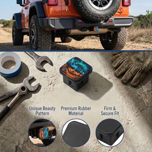 2 Inch Lion Face Trailer Hitch Cover Rubber Receiver Tube Plug Cap, Tow Hitch - Image 3