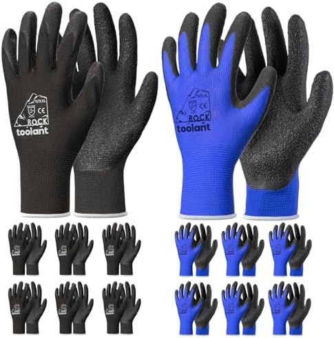 toolant Crinkle Latex Work Gloves, 12 Pairs by toolant