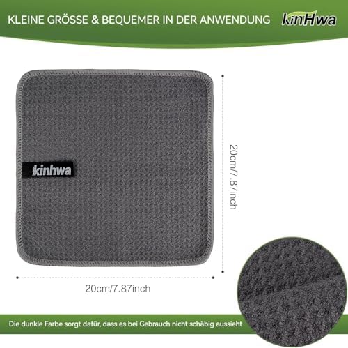 KinHwa Waffle Microfiber Dish Cloths Gray Kitchen Towels, Washcloths - Image 2