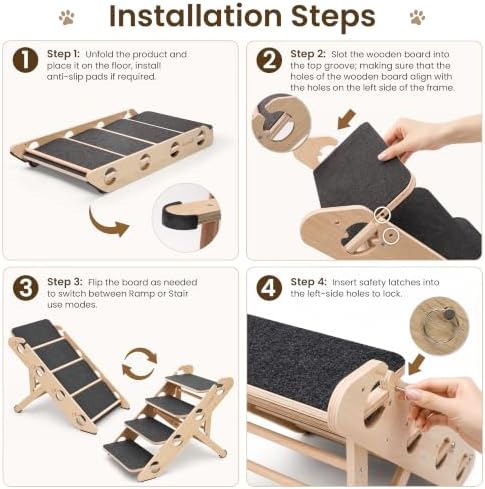 2-in-1 Dog Stairs/Ramp with 4 Steps, 2 Adjustable Height Pet Steps - Image 3