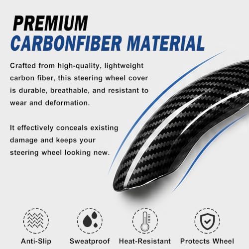 3pcs Universal Carbon Fiber Steering Wheel Cover, Anti-Slip & Segmented Design - Image 5