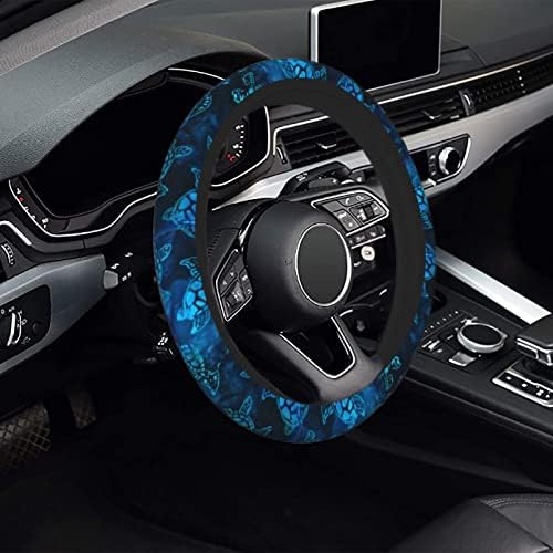 Watercolor Blue Sea Turtle Car Steering Wheel Cover Universal Fit 15 inch - Image 2