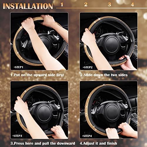 CAR Pass Rhinestones Diamond Bling Steering Wheel Cover, Universal Fit - Image 5