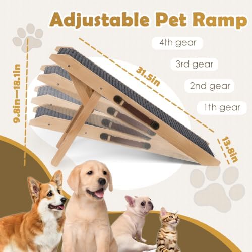 Foldable Dog Ramp for Dog, Dog Car Ramps 4 Adjustable Heights 9.8" to 18.1" - Image 3
