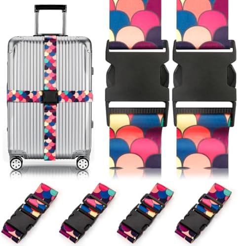 4 Pack Luggage Straps for Suitcases Adjustable Luggage Belt Suitcase Strap by Gutsdoor