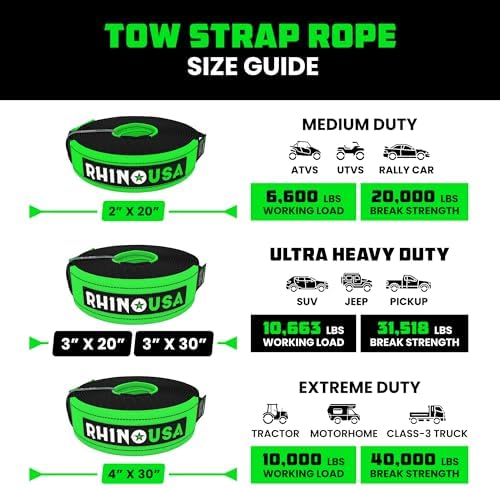 Rhino USA Recovery Combo Kit - 30ft Tow Strap & Shackle Hitch - Image 6
