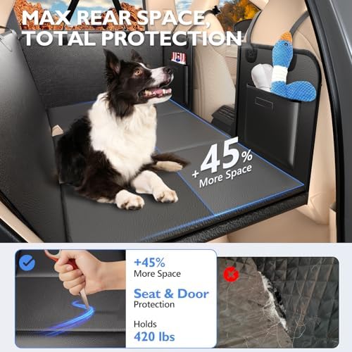 Hard Bottom Dog Car Seat Cover for Back Seat, PU Leather Extender - Image 4
