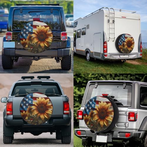 Rv Spare Tire Cover Wheel Sunflower American Flag Tire Covers Wheel Protectors - Image 6