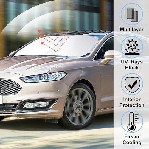 Windshield Sun Shade Sunshade for 2013-2020 2021 Ford Fusion - Image 2