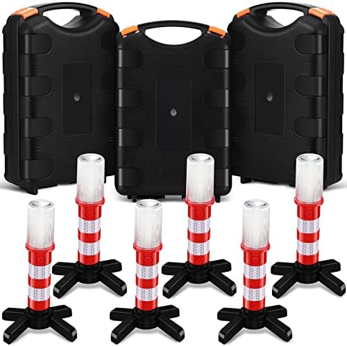 Riakrum 6 Pcs Emergency Roadside Flares Bulk Kit LED Safety Strobe Road Warning by Riakrum