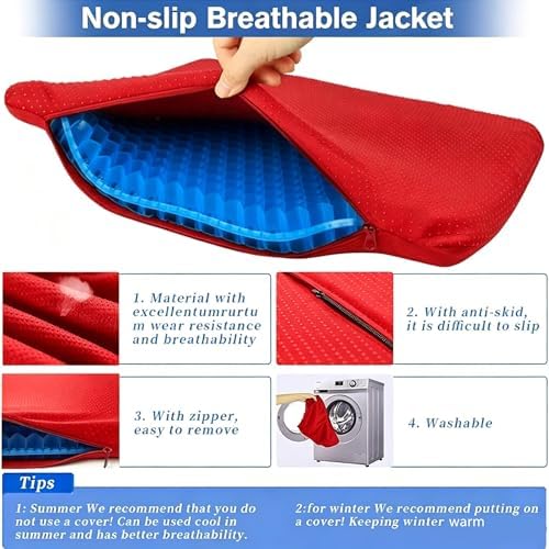 Gel Seat Cushion, Cool & Breathable 16inX13.7inX1in，ZD-Hong - Image 5