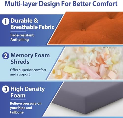 IASEAHK Memory Foam Dining Chair Cushions, 16.5"x16.5"x3.5" - Image 6