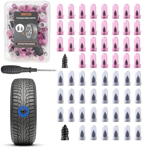 61 PCS Tire Repair Rubber Nail Kit, Premium Spiral Screw-in Tire Plugs by SNYZU%E2%80%94EnhancingHomeLife