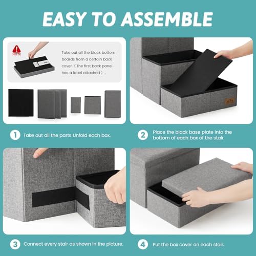 COZY KISS Dog Stairs with Storage, 16.7" H Wider Dog Steps - Image 4