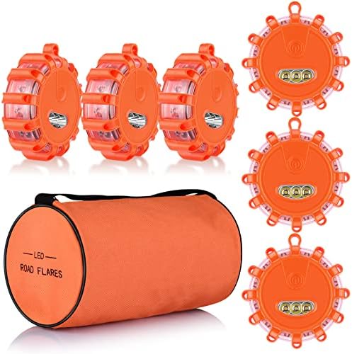 AK [6 Pack LED Road Flares Safety Flashing Warning Light Roadside Emergency by AK