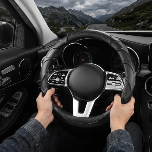 West Llama Carbon Fiber Leather Steering Wheel Cover - Image 4