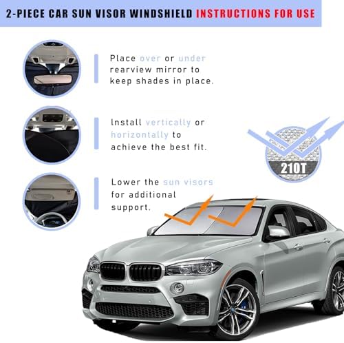 Ziciner 2 PCS Car Windshield Sun Shade, Auto Sun Heat and UV Rays Blocker - Image 4