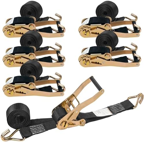 2" Ratchet Straps 6 Pack - 15ft Heavy Duty by Digank