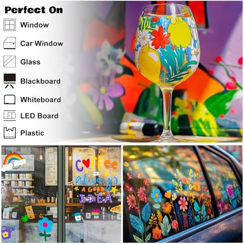 FansArriche Liquid Chalk Markers, 8 Colors 15mm Jumbo Car Window Markers - Image 6