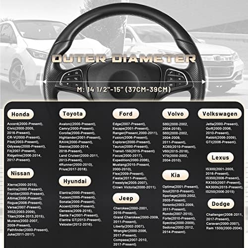 SEG Direct Black Microfiber Leather Auto Car Steering Wheel Cover 15 inch - Image 5
