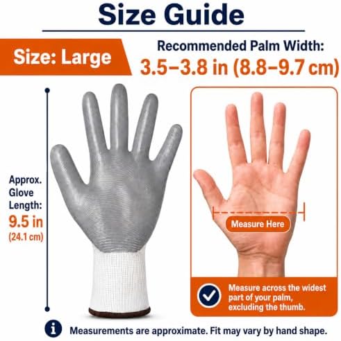 Work Gloves, Nitrile-Coated Grip - Image 6