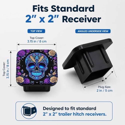 Trailer Hitch Covers Sugar Skull Rose Heavy Duty 2 Inch Hitch Cover - Image 2