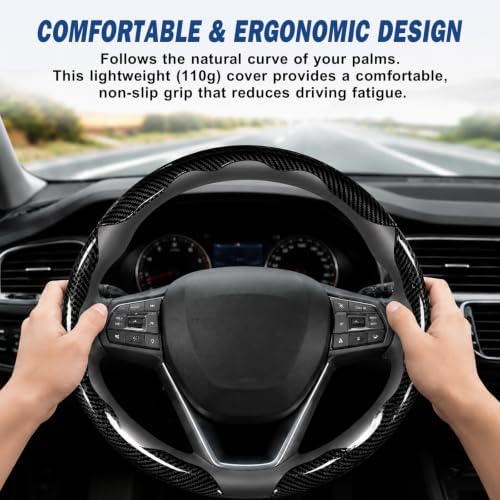 3pcs Universal Carbon Fiber Steering Wheel Cover, Anti-Slip & Segmented Design - Image 2