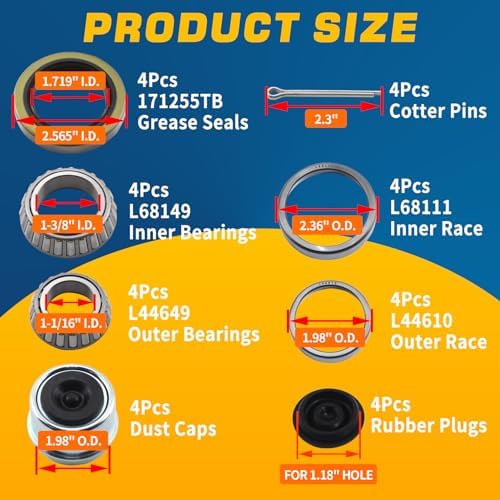 4Sets L44649 L68149 Trailer Hub Bearings Kit - Image 2