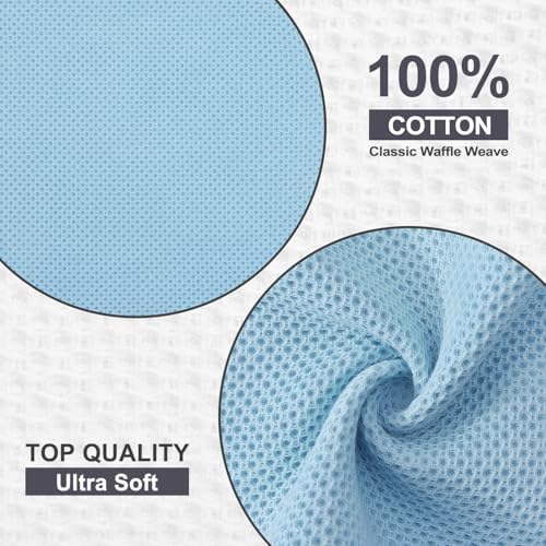 Kitinjoy 100% Cotton Waffle 8-Pack Kitchen Towels, Sky Blue - Image 2