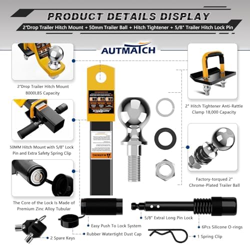 AUTMATCH Trailer Hitch Ball Mount - Image 2