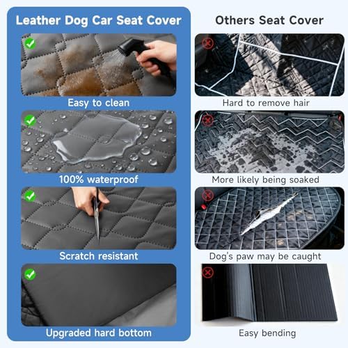 Dog Car Seat Cover Waterproof Vegan Leather, Scratchproof, Hard Bottom Back - Image 4
