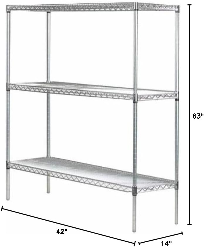 Omega 14" Deep x 42" Wide x 63" High 3 Tier Gray Starter Shelving Unit
