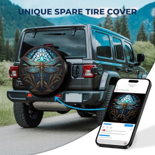 GENANY Blue Dragonfly Art Thick PVC Leather Spare Tire Cover Size 16 - Image 2