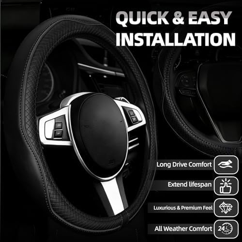 NBTEPEM 6 PCS Car Steering Wheel Cover Set, Microfiber Leather Steering Wheel - Image 2