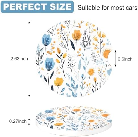 2 Pack Car Coaster, 2.63 inch Anti Slip Insert Absorbent Ceramic Coaster - Image 7